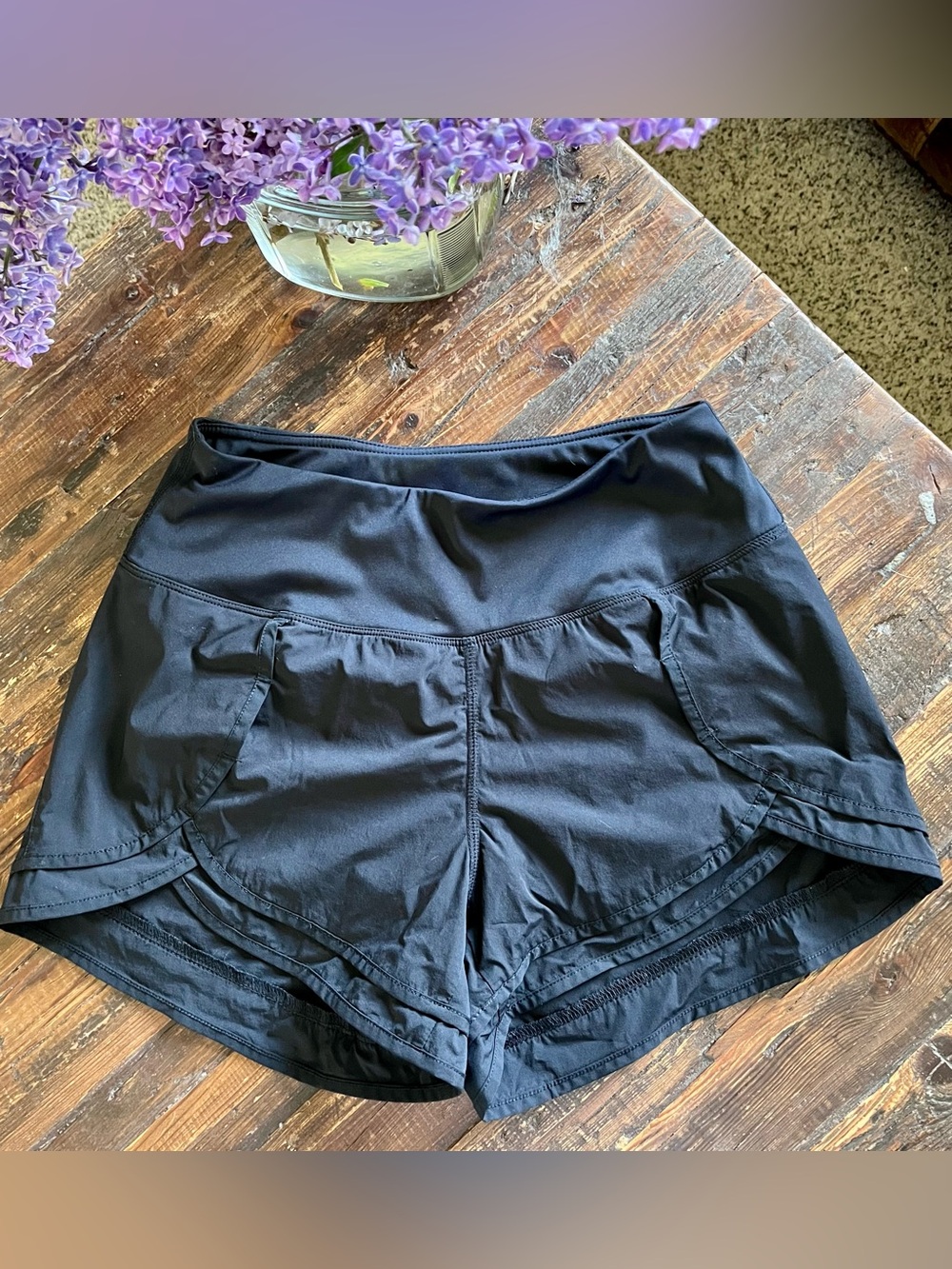 Women’s Black High-Waist Athletic Shorts with Side Pockets Sz XS NWOT